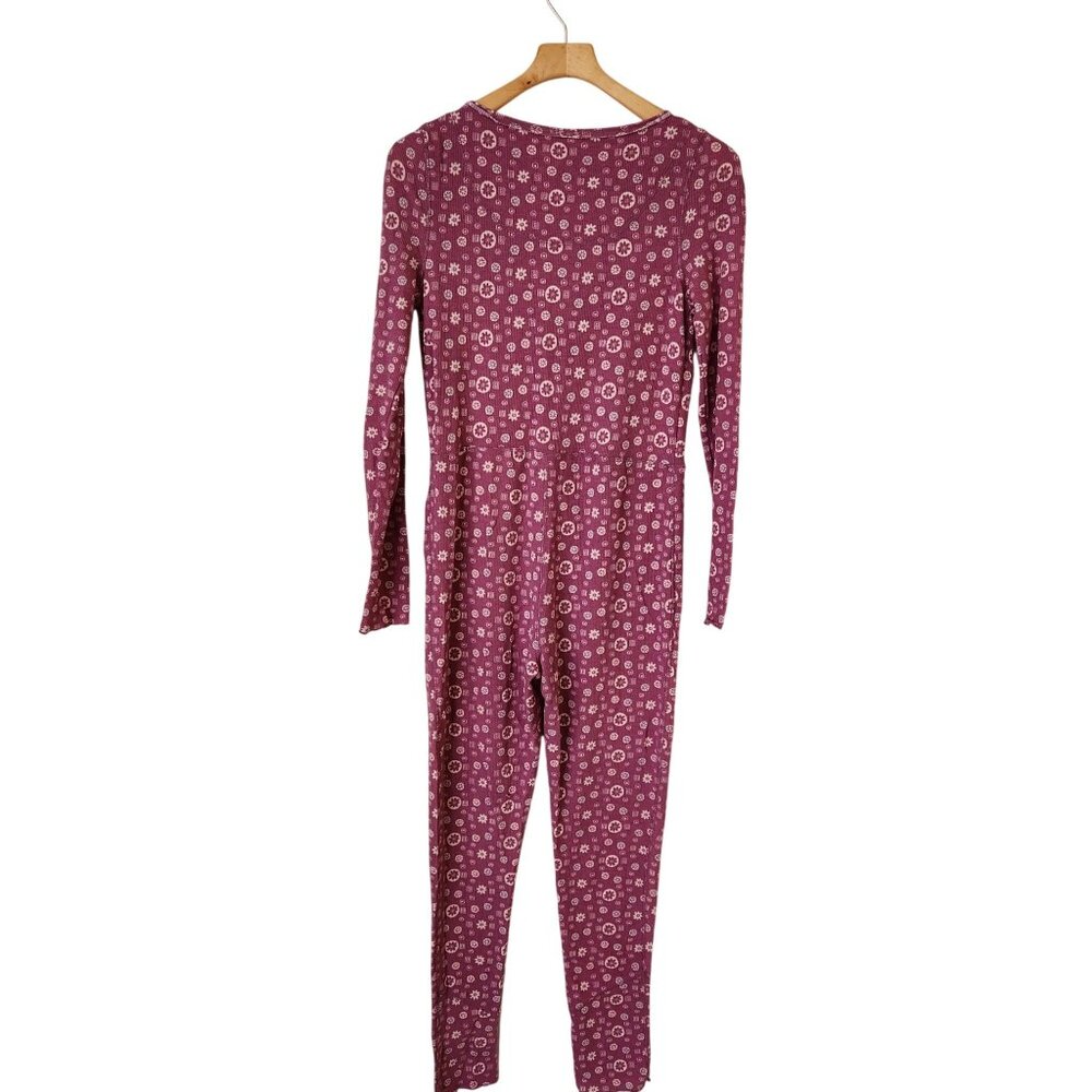 Free People Intimately Home Alone Pink Floral Onesie Pajama Long John Comfy - Picture 3 of 9